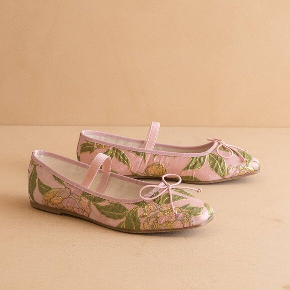 Oasis Society Shoes - Rose Garden Floral Jacquard Tapestry Mary Jane Flats - Oasis Society